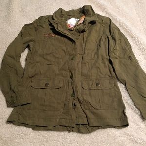 Olive green Army jacket with embroidery detail